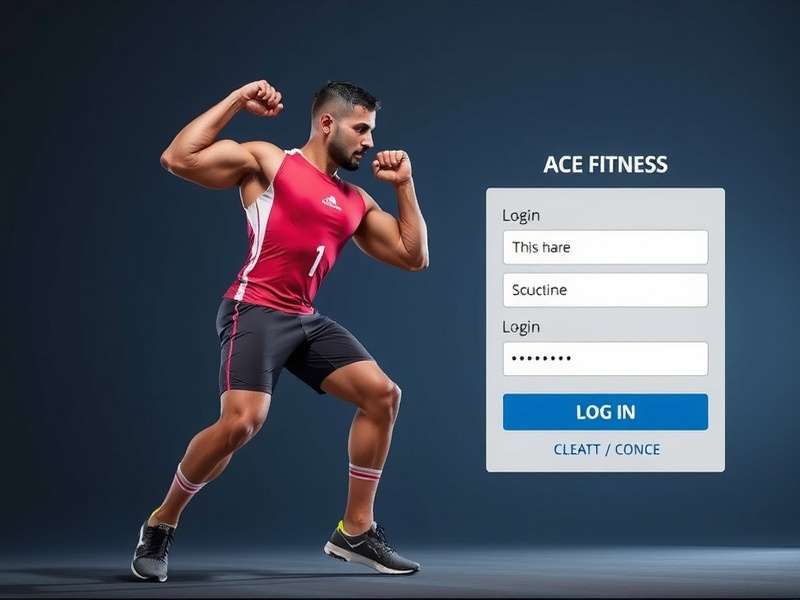 Ace Fitness Login Dashboard showing integrated gaming and fitness stats