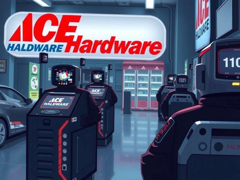 Ace Hardware store interior with organized aisles of tools and supplies