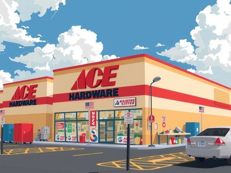 Customer examining tools at Ace Hardware store with staff assistance