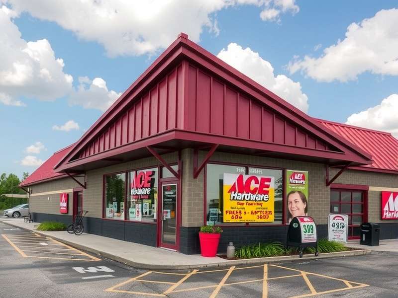 Ace Hardware store exterior in India with tools and supplies