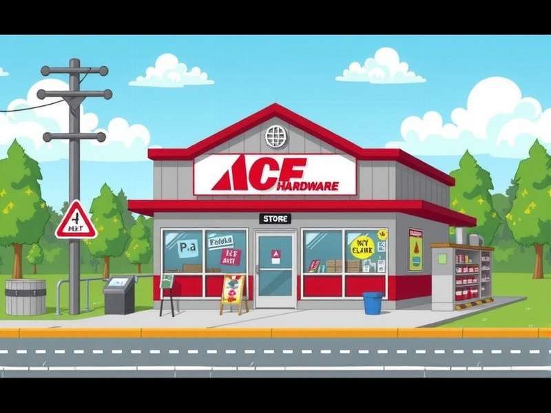 Inside view of a modern Ace hardware store in India showing tools and supplies