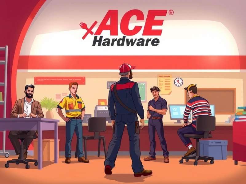 Modern hardware store interior with staff assisting customers